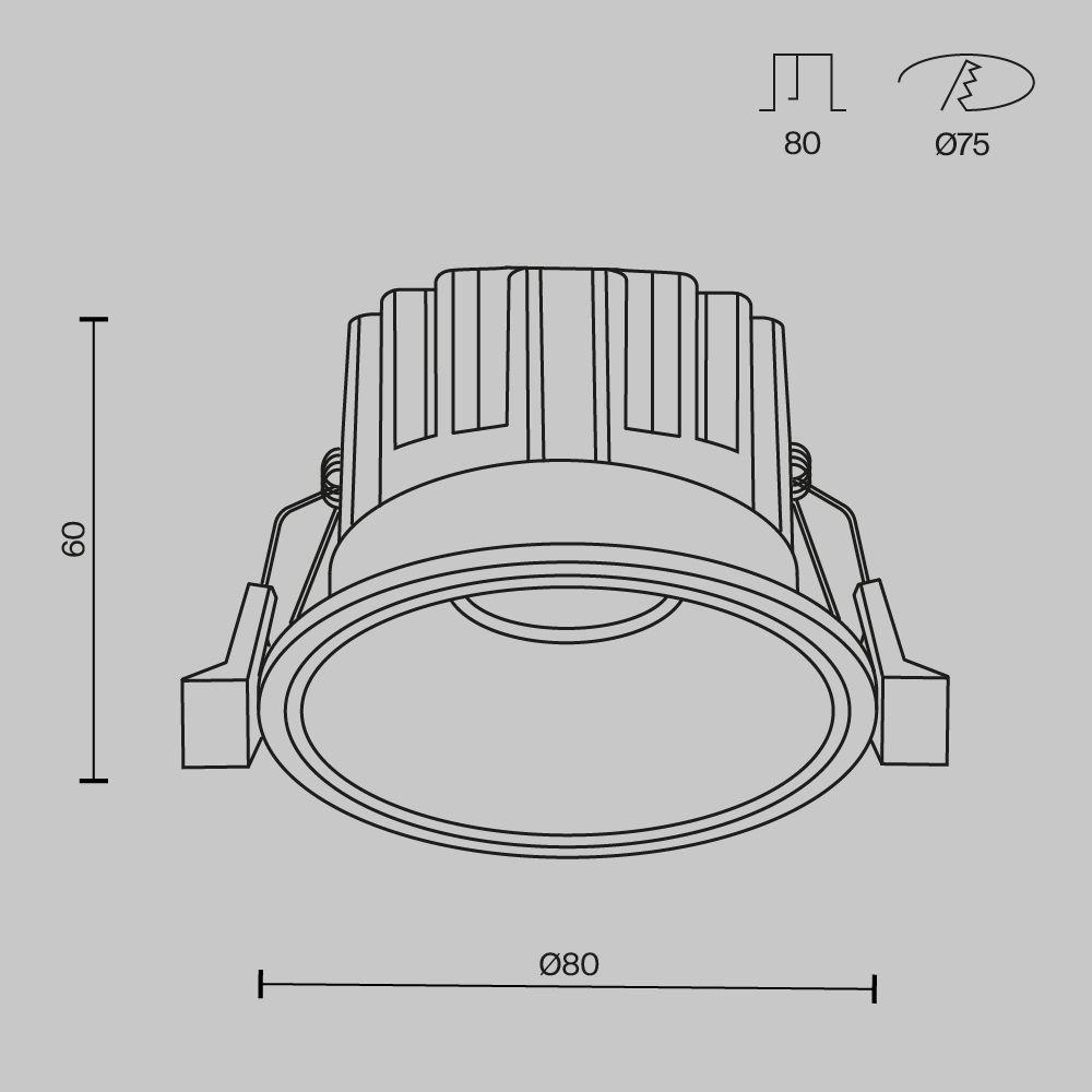 встраиваемый светодиодный светильник maytoni technical round dl058-12w-dtw-w