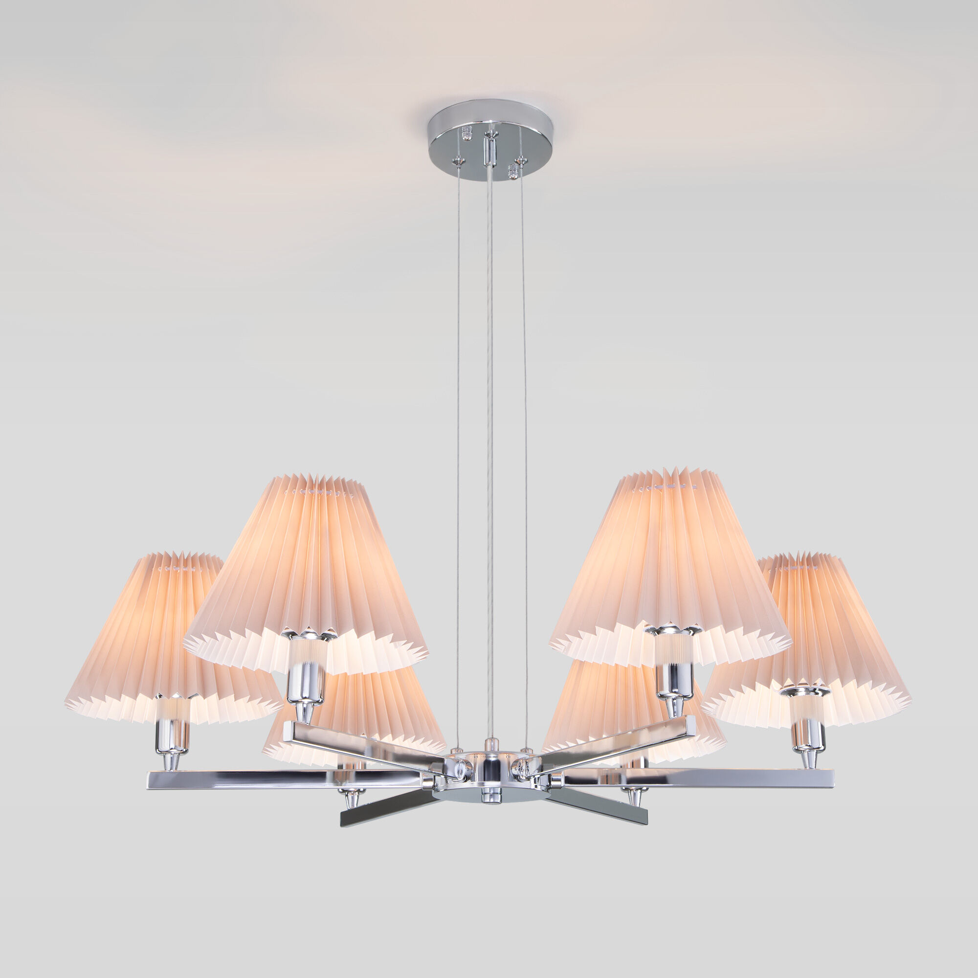 подвесная люстра eurosvet peony 60136/6 хром/серый