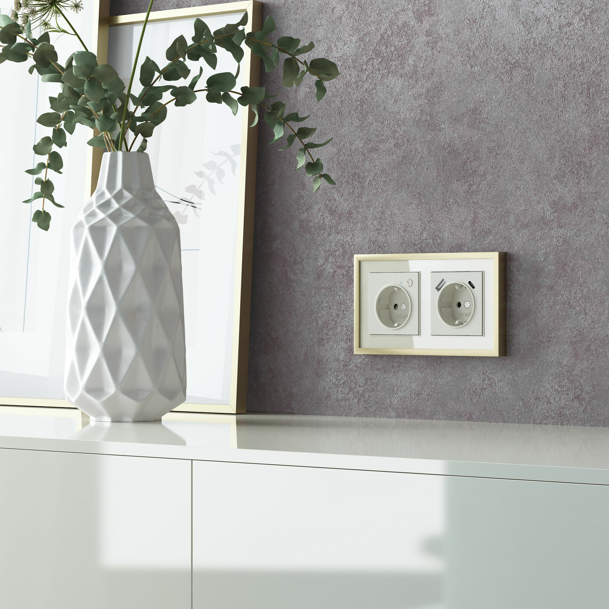 рамка на 2 поста werkel baguette айвори-латунь 4690389185748 w0022851 a060235