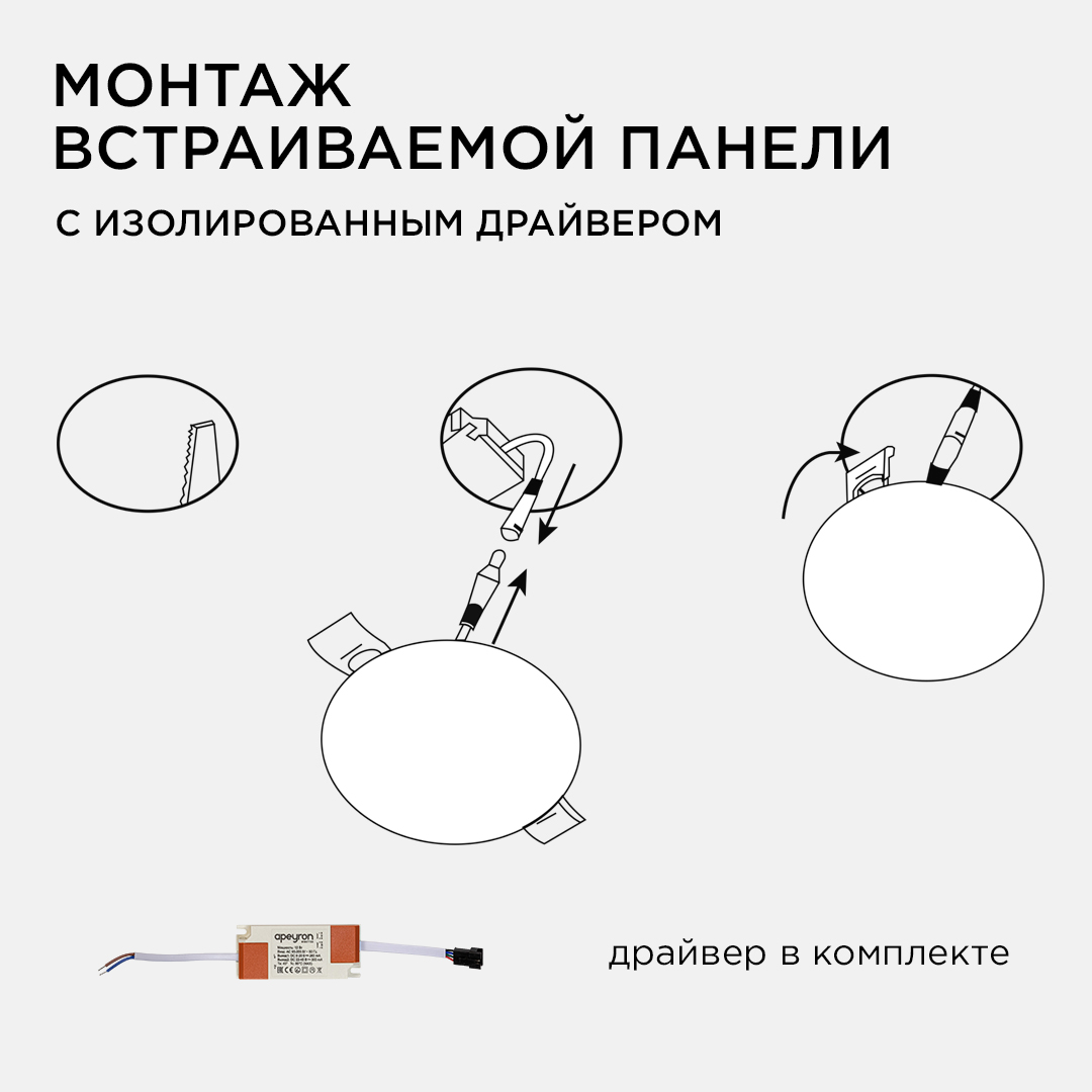 встраиваемая светодиодная панель безрамочная apeyron flp 06-105