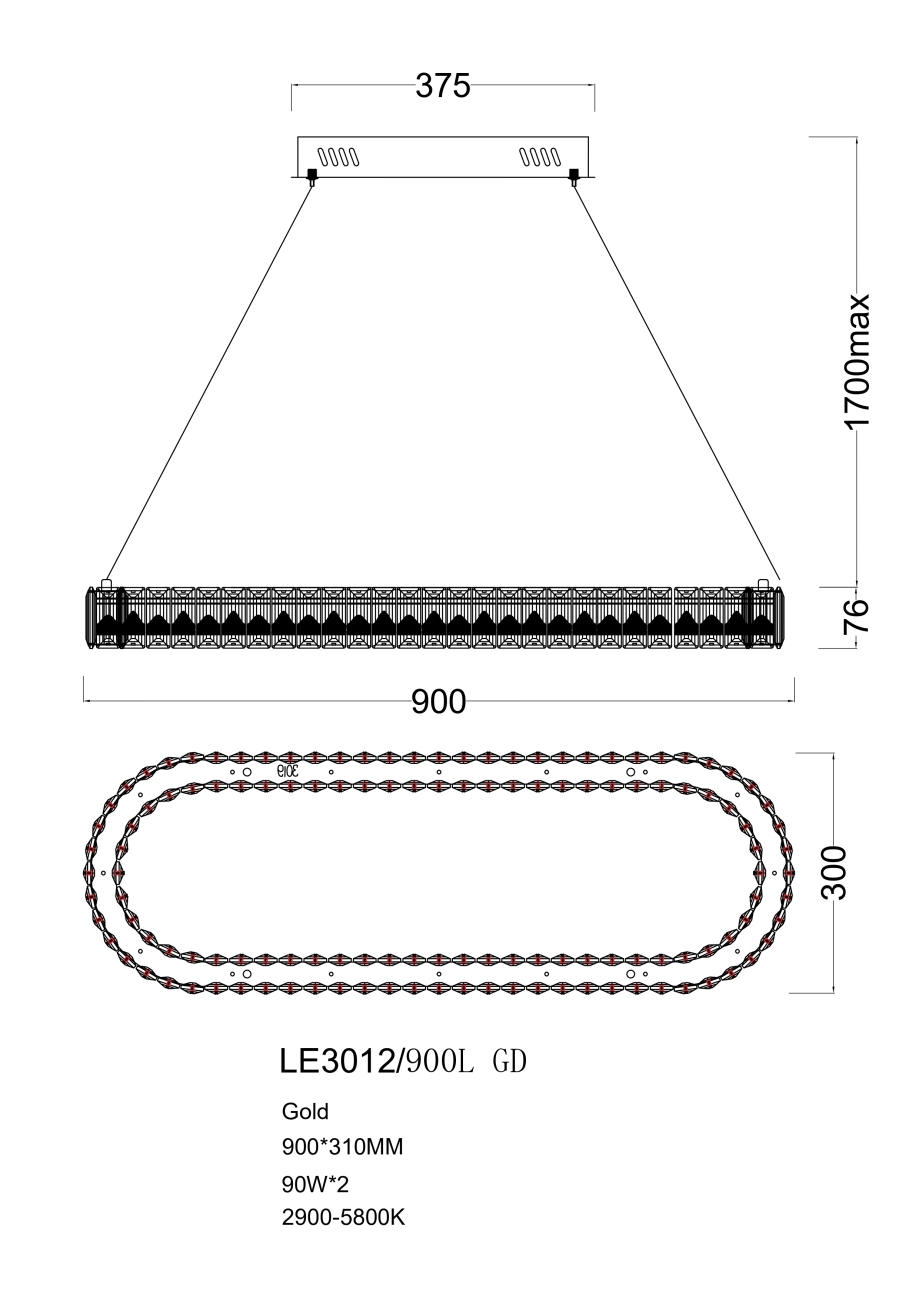 подвесная люстра delaina le3012/900l gd