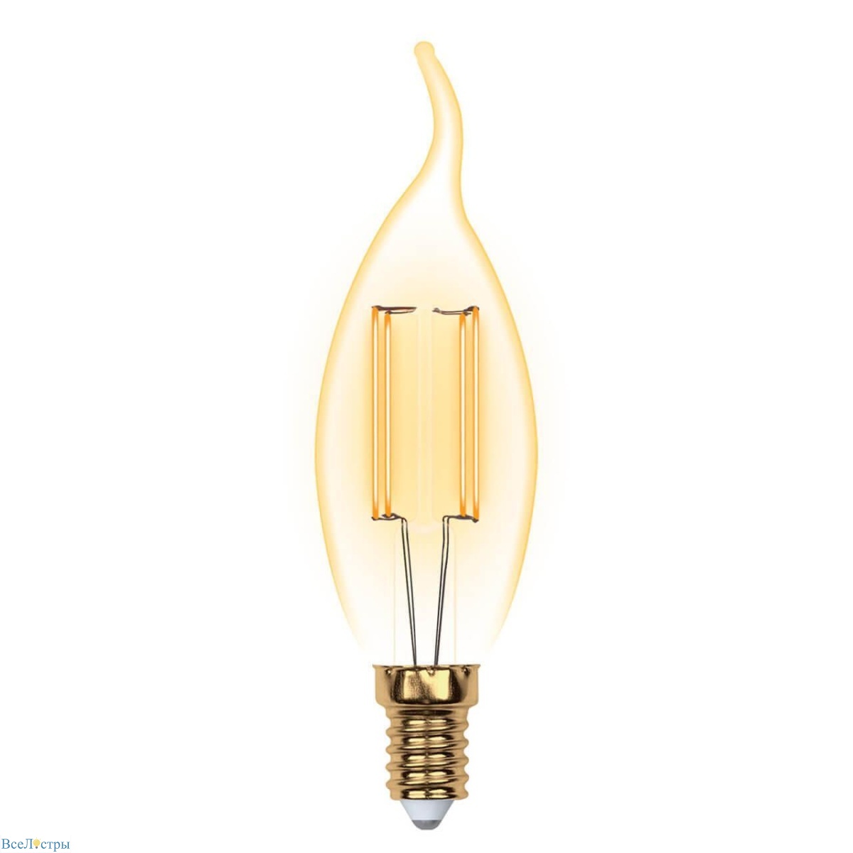 лампа светодиодная филаментная uniel e14 5w 2250k прозрачная led-cw35-5w/golden/e14 glv21go ul-00002397