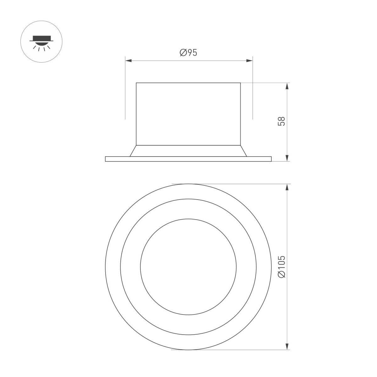 встраиваемый светильник arlight ms-drop-built-r105-14w warm2700 054708