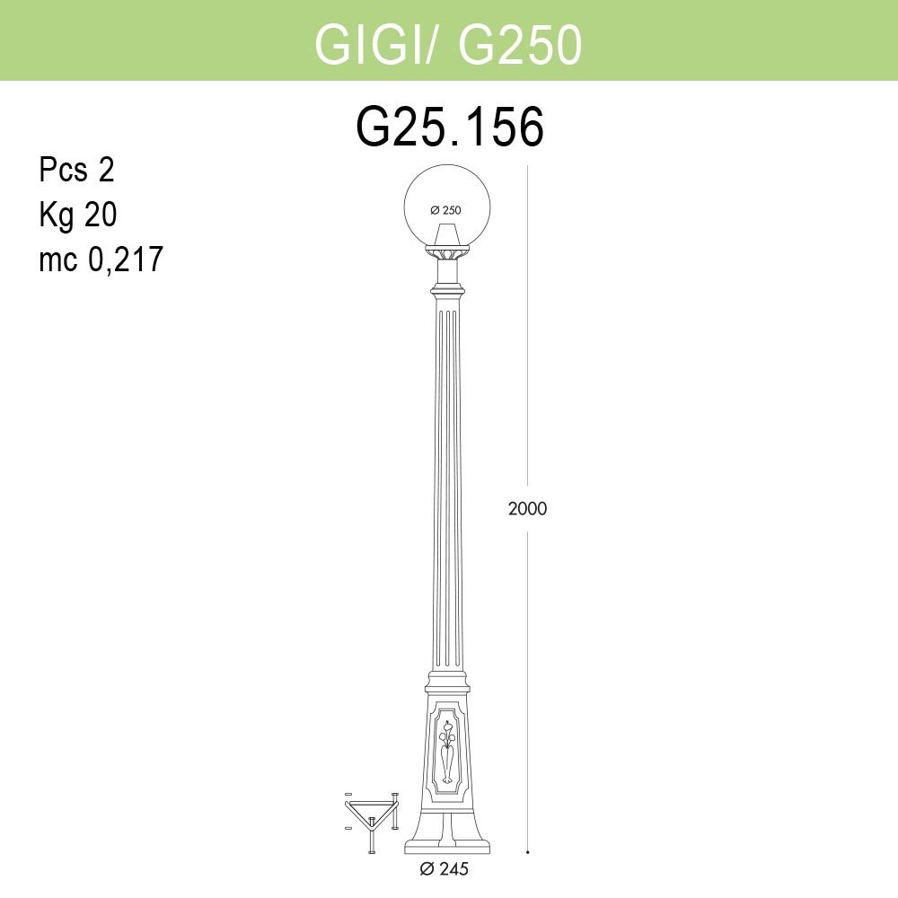 уличный фонарь fumagalli gigi/g250 g25.156.000.bxe27