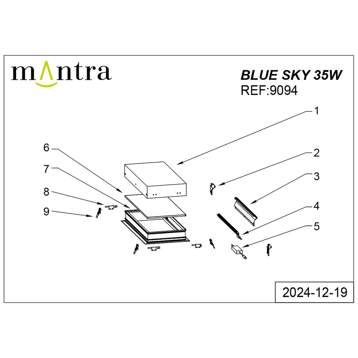 встраиваемый светильник mantra blue sky 9094