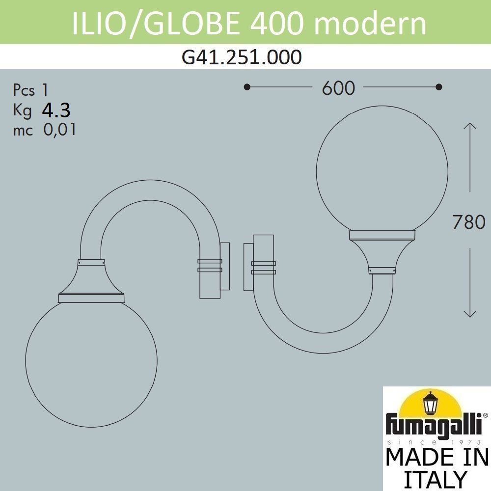 уличный настенный светильник fumagalli globe g41.251.000.aze27