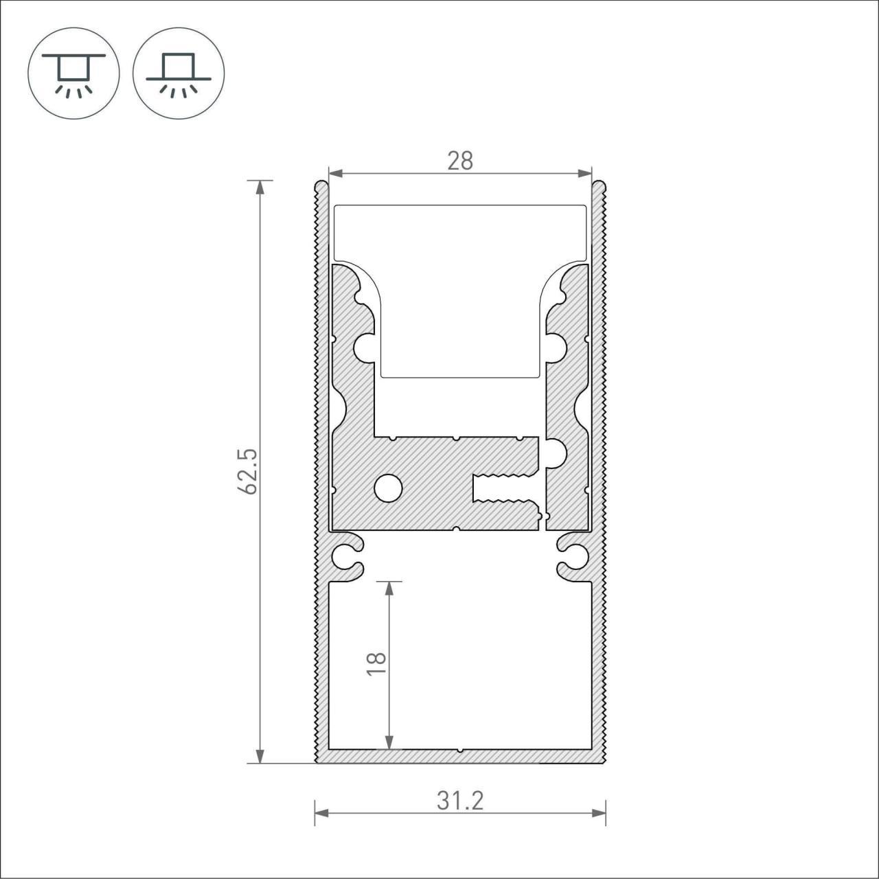 встраиваемый профиль arh-floor27-h28-2000 039471