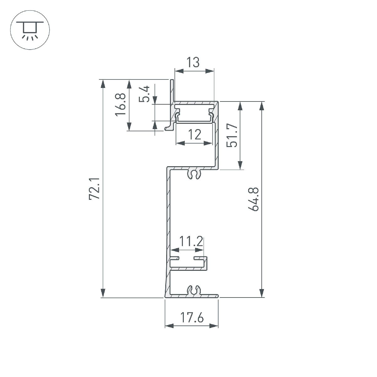 профиль arlight plintus-h73-f-2000 white 043592