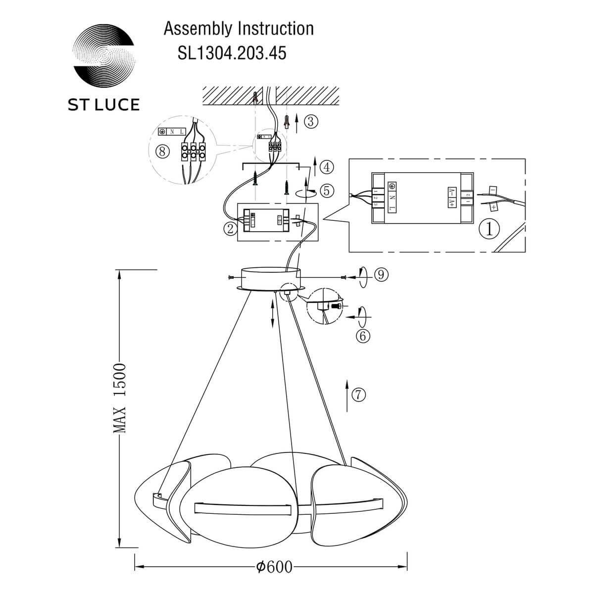 подвесной светодиодный светильник st luce etoile sl1304.203.45