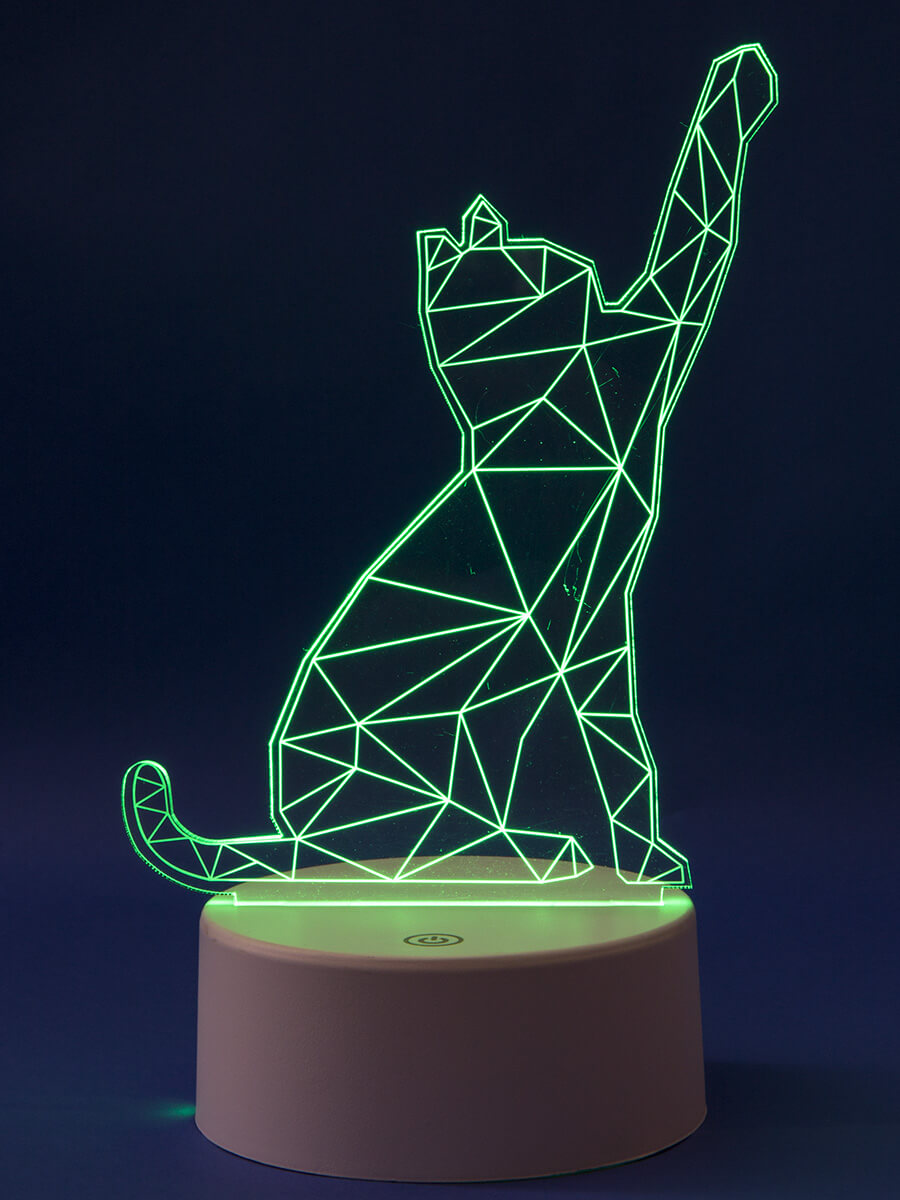 фигурка светодиодная «кошка» uniel (ul-00007419) uli-m501 rgb/3aaa catty/white