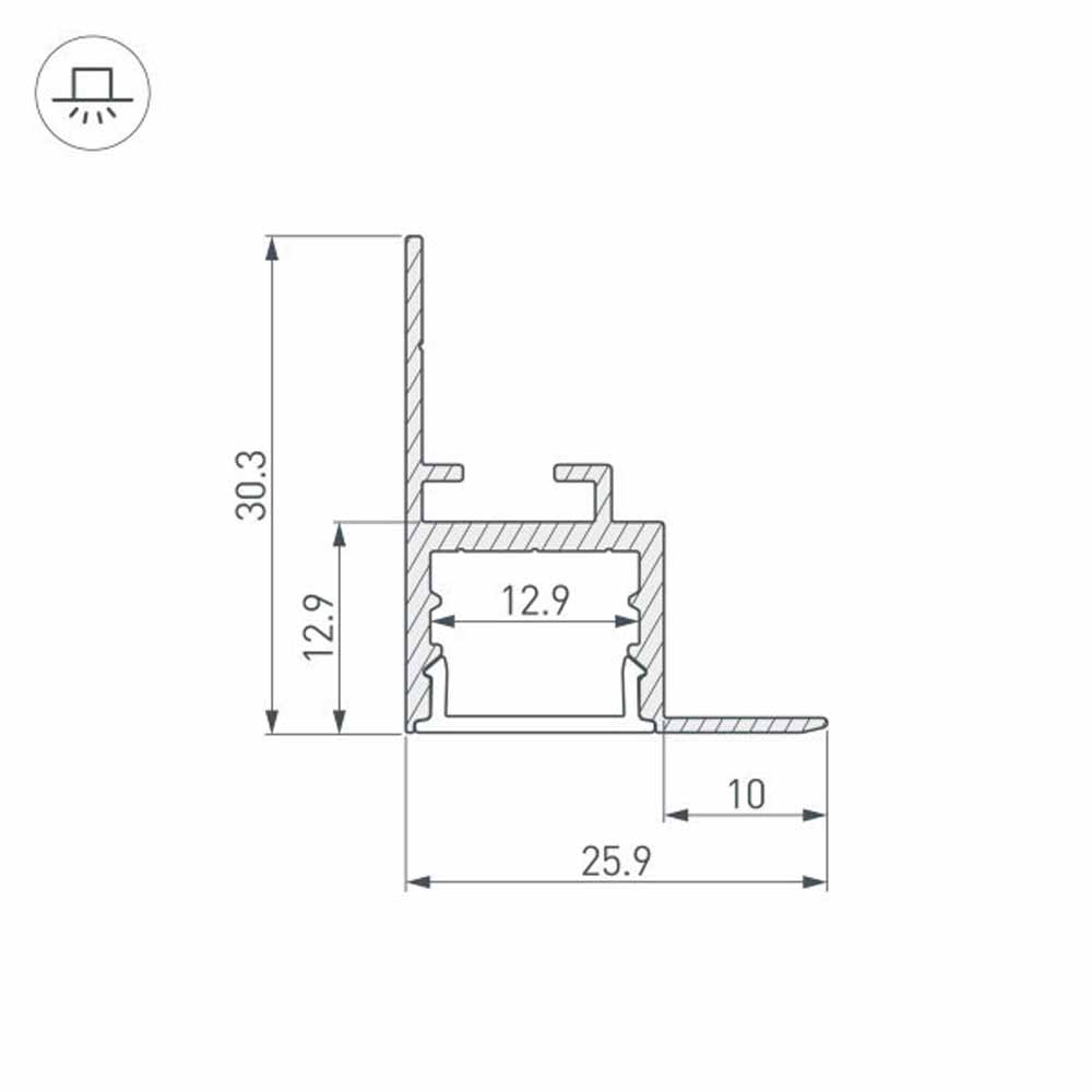 алюминиевый профиль arlight arh-ceil-s16-2000 anod 034977