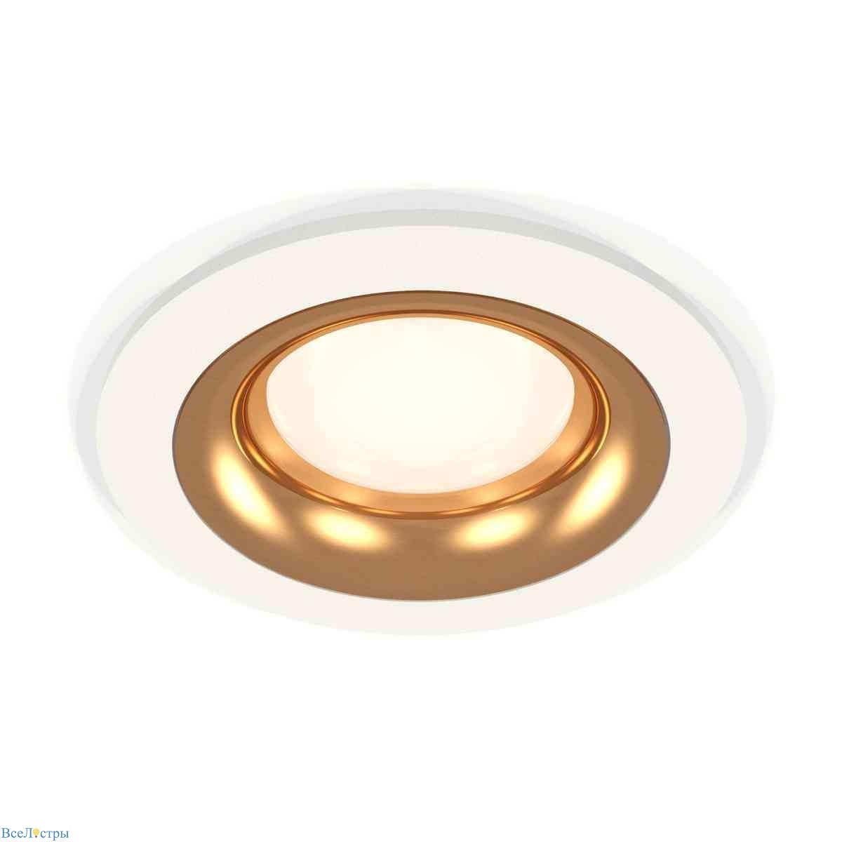 комплект встраиваемого светильника ambrella light techno spot xc7621005 swh/pyg белый песок/золото желтое полированное (c7621, n7014)