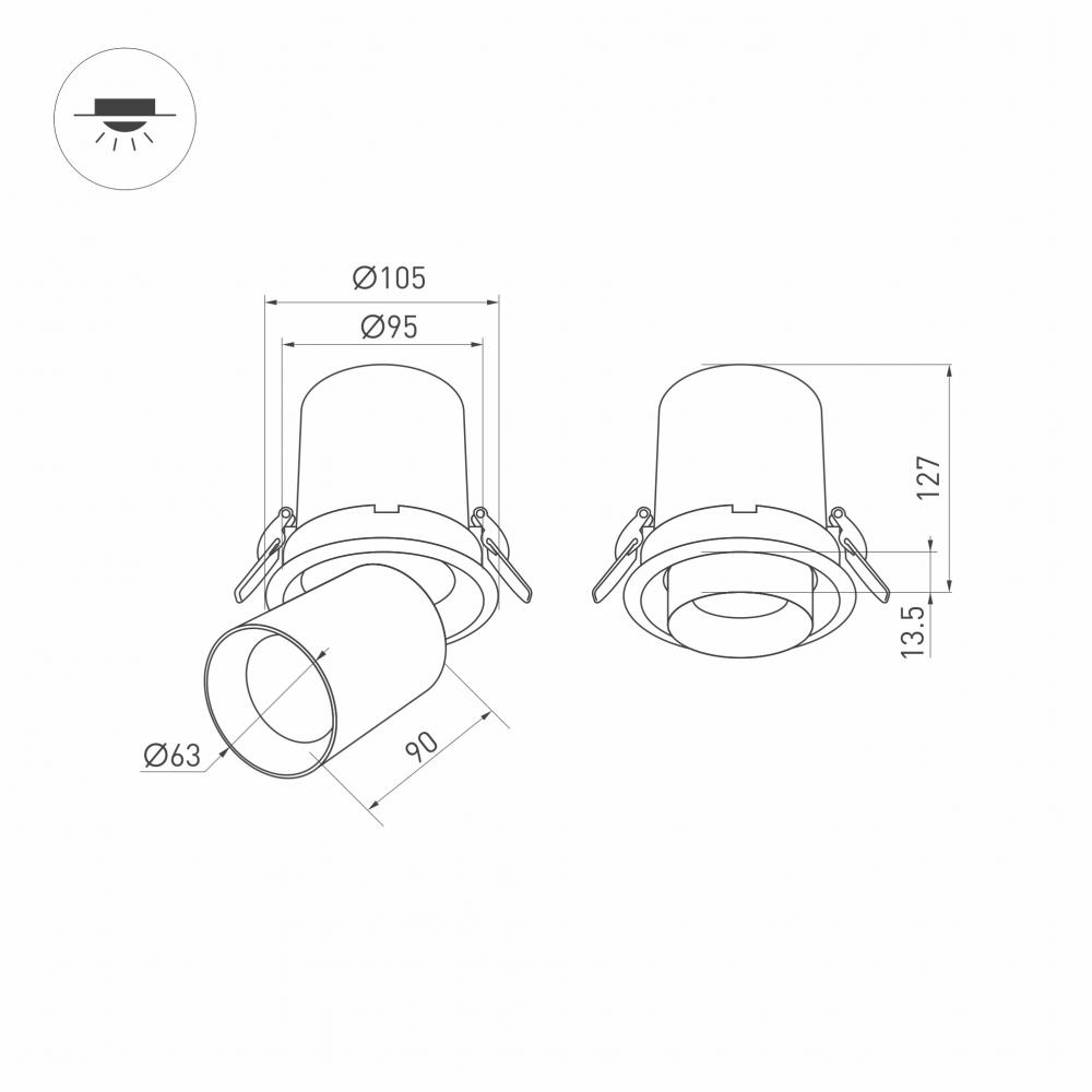 встраиваемый светодиодный спот arlight ltd-pull-r100-10w day4000 031364