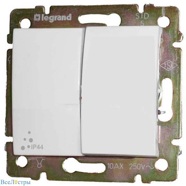 переключатель двухклавишный legrand valena 10a 250v ip44 белый 770098