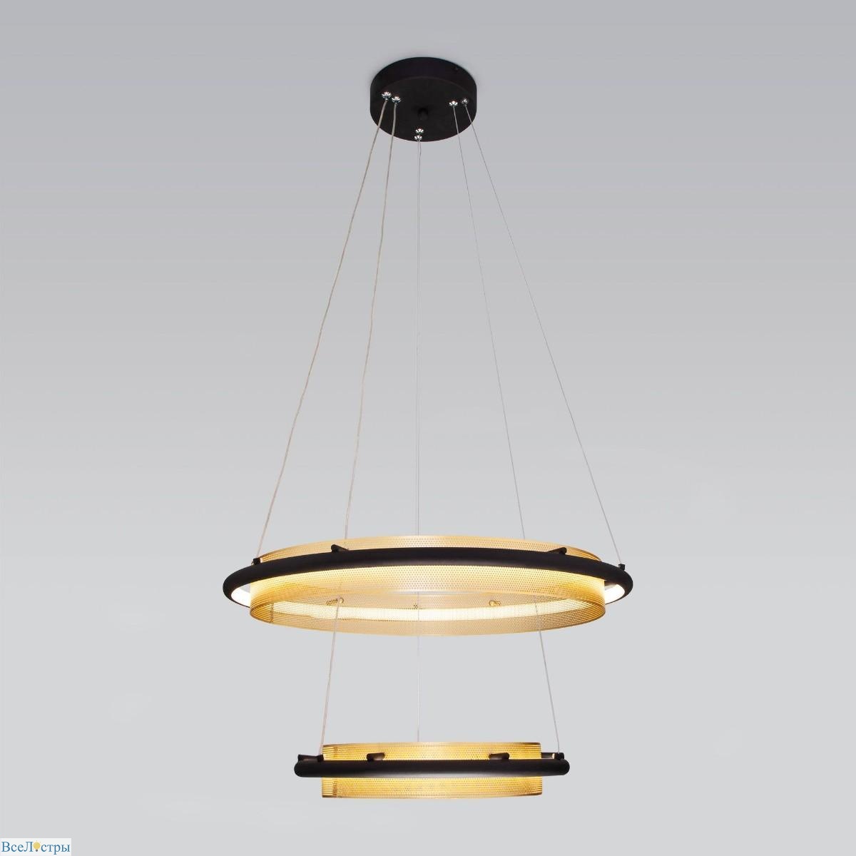 подвесной светодиодный светильник eurosvet imperio 90241/2 черный/ золото smart