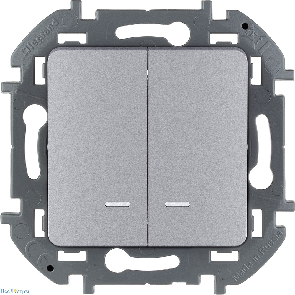 выключатель двухклавишный с подсветкой/индикацией legrand inspiria 673632
