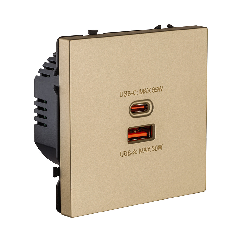 розетка usb a+c 65w, золотой kollinger eclipse ec-024gd