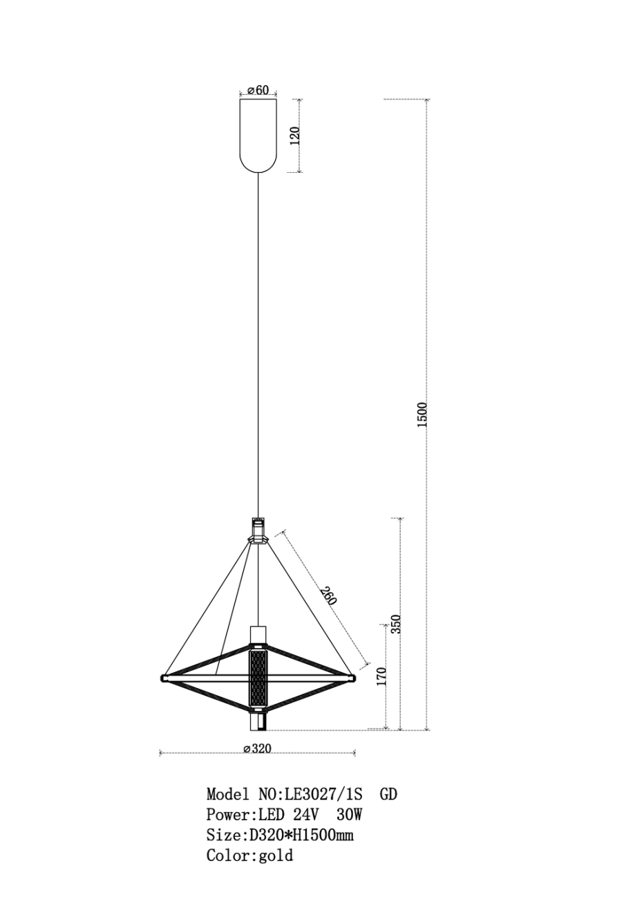 подвесной светильник chantale le3027/1s gd/pu
