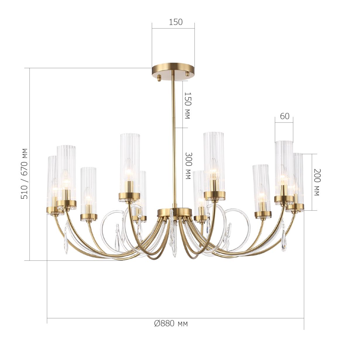 люстра на штанге st luce иллюмиа sl1400.303.10