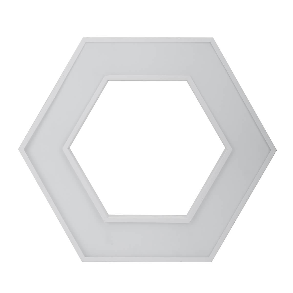подвесной светодиодный cветильник geometria эра hexagon spo-123-w-40k-045 45вт 4000к белый б0050554