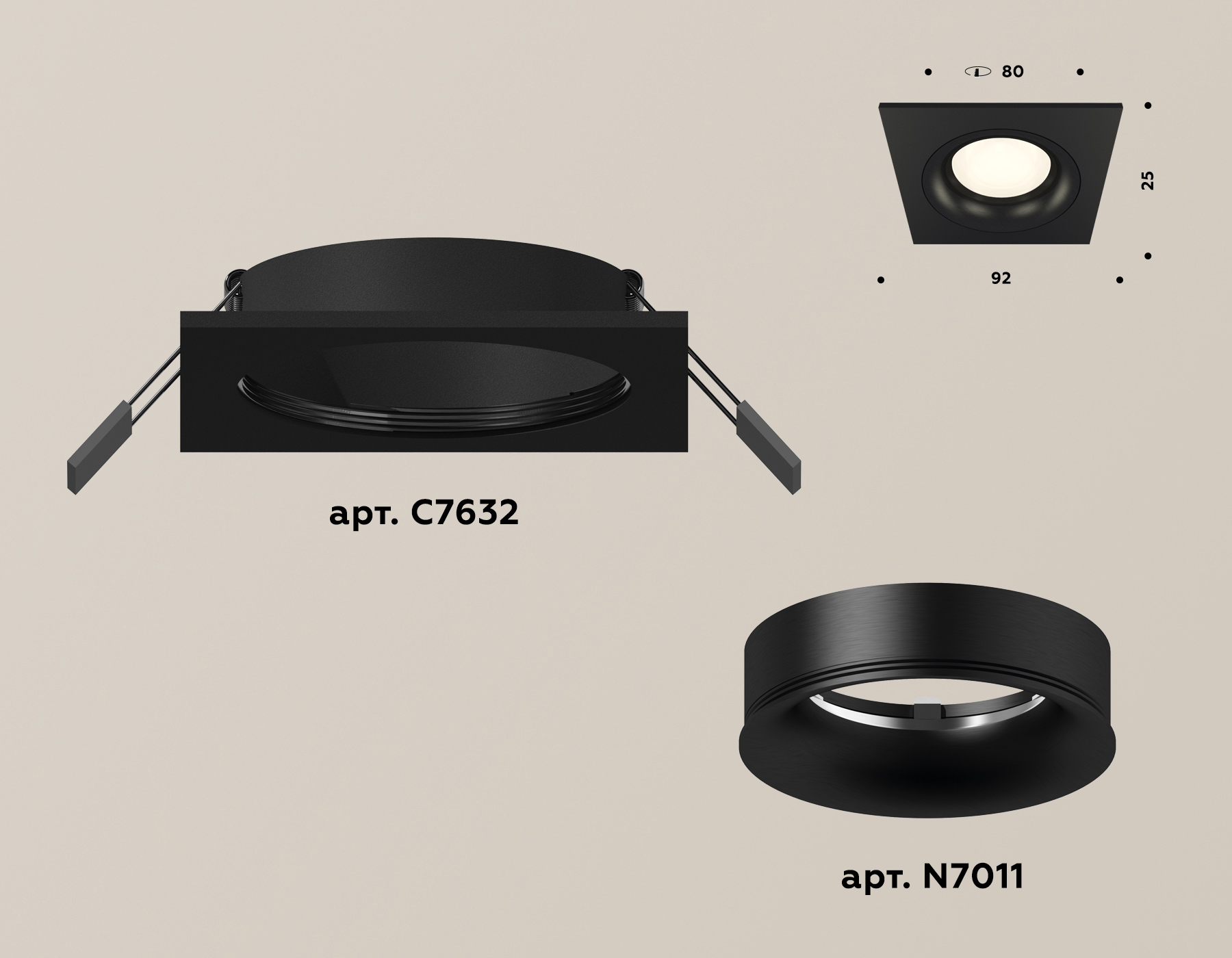 встраиваемый светильник ambrella light techno xc7632002 (c7632, n7011)