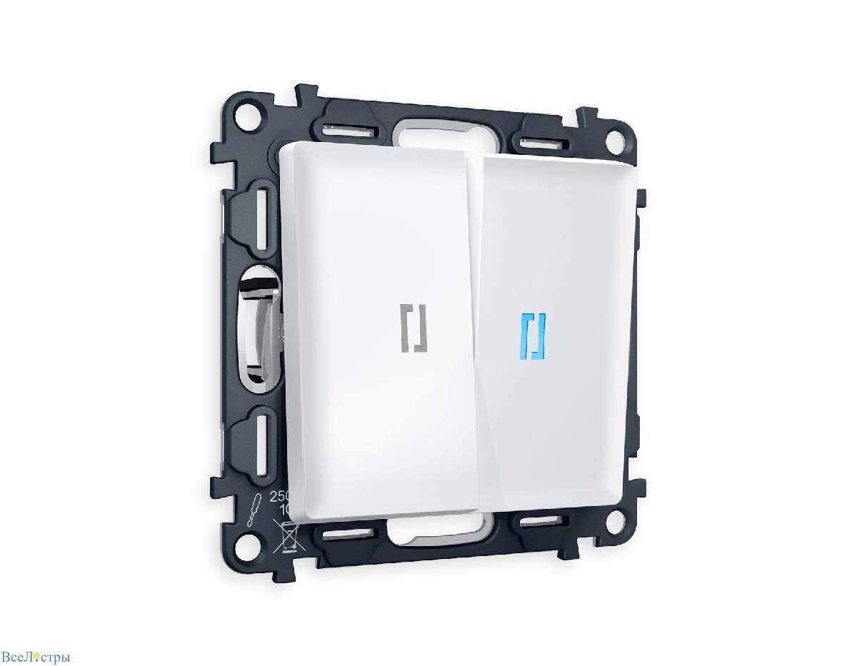 комплект механизма 2-кл проходного выключателя с подсветкой ambrella volt alfa ma124040