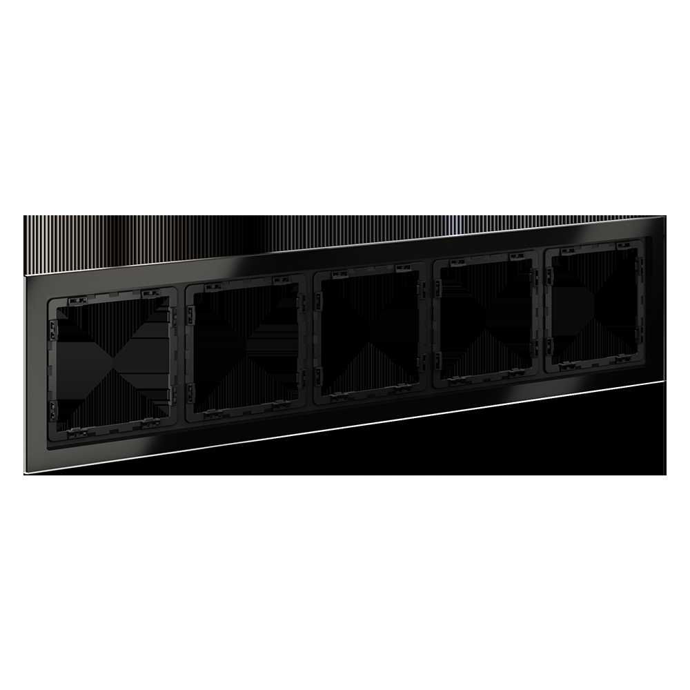рамка стеклянная voltum s70 на 5 постов, (черный,стекло) vls110508