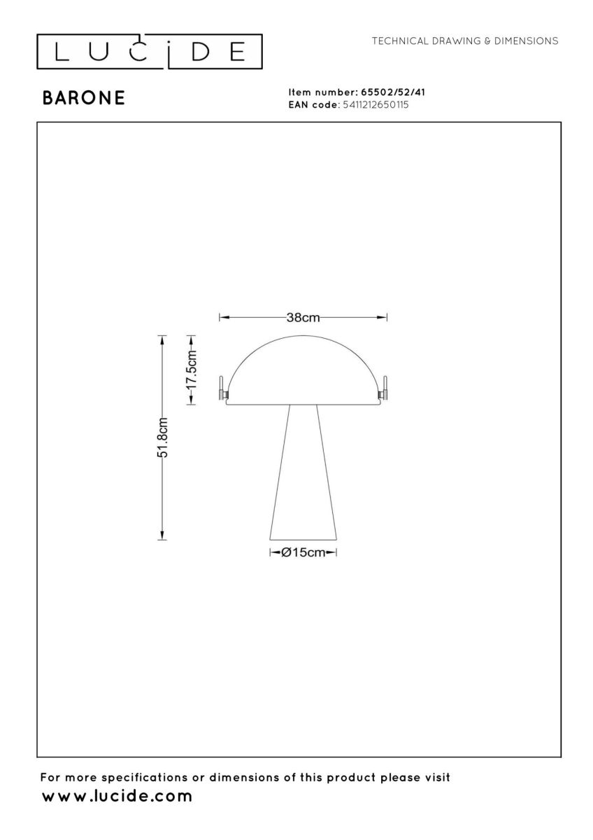 настольная лампа lucide barone 65502/52/41