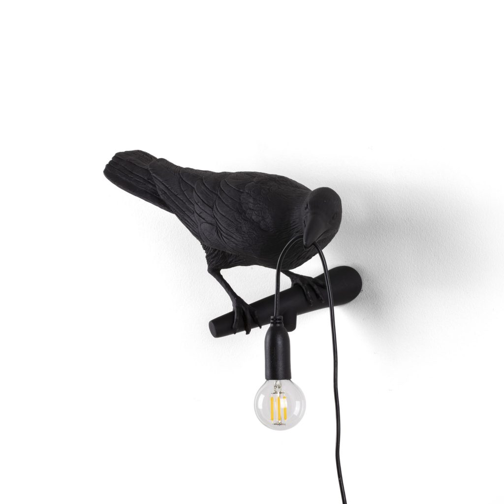 настенный светильник bird lamp black looking right seletti