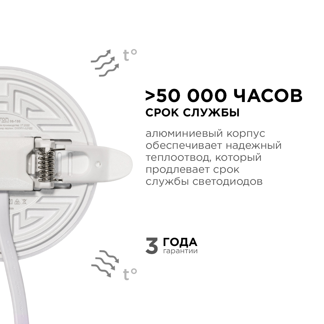 встраиваемая светодиодная панель безрамочная apeyron flp 06-100