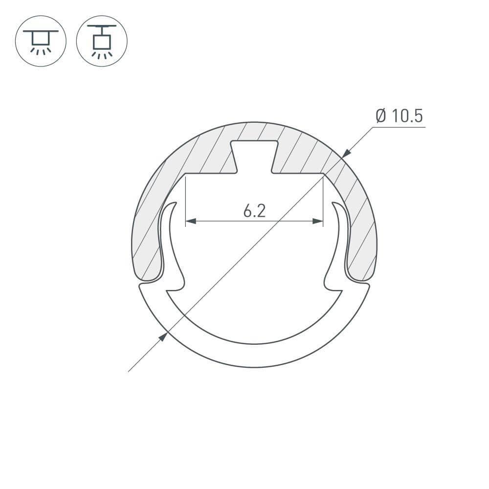 профиль arlight round-d10.5-2000 anod 029088