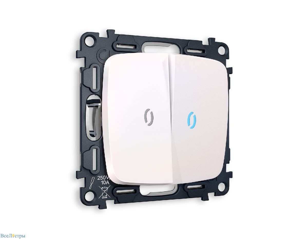 комплект механизма 2-кл выключателя с подсветкой ambrella volt omega mo204020