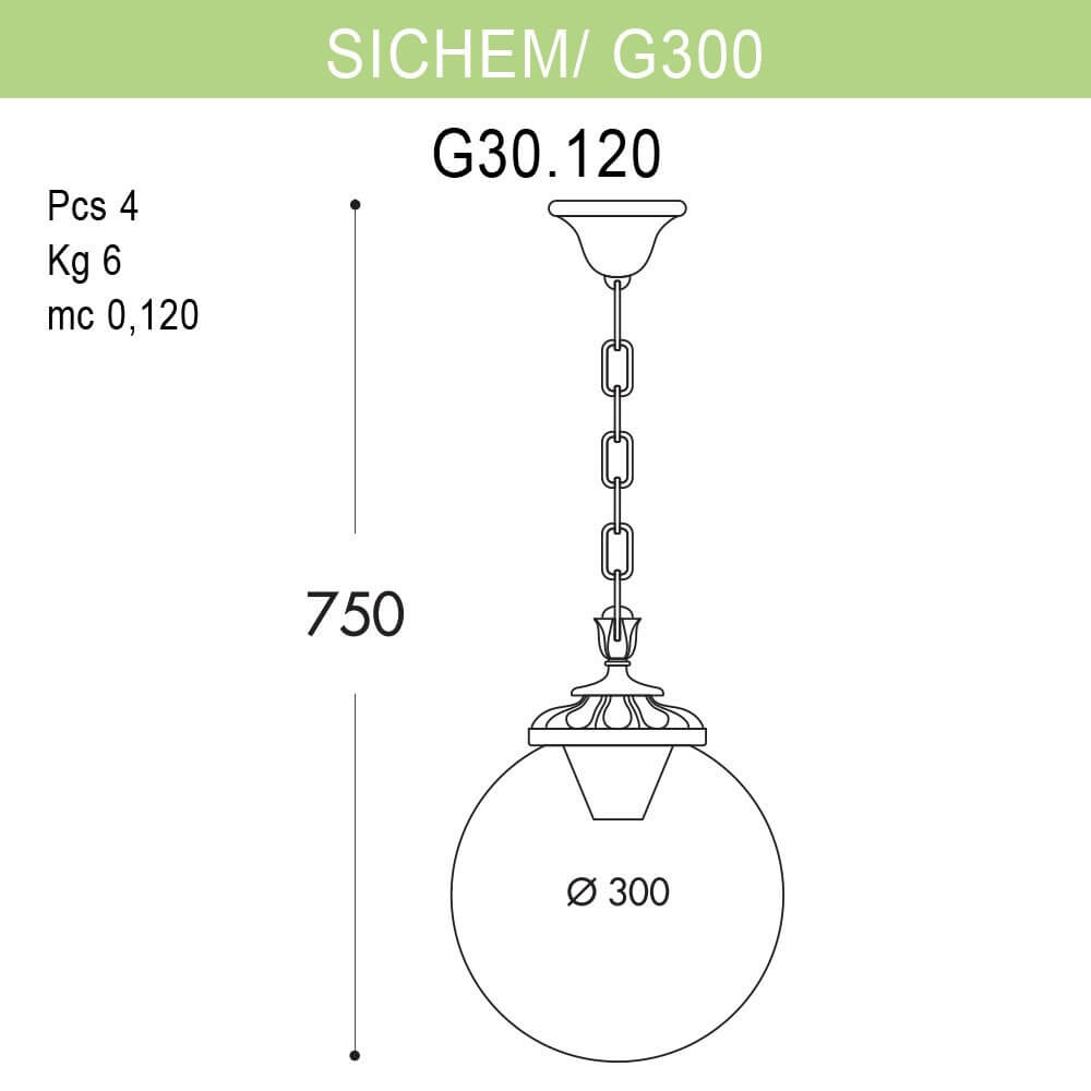 уличный подвесной светильник fumagalli sichem/g300 g30.120.000.axe27