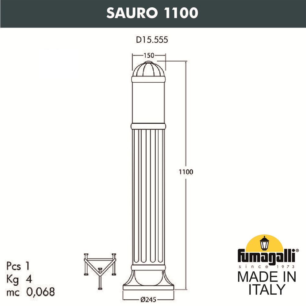 ландшафтный светильник fumagalli sauro d15.555.000.bxf1r.fra