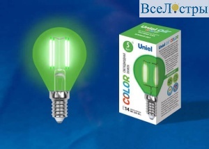 LED-G45-5W/GREEN/E14 GLA02GR картон