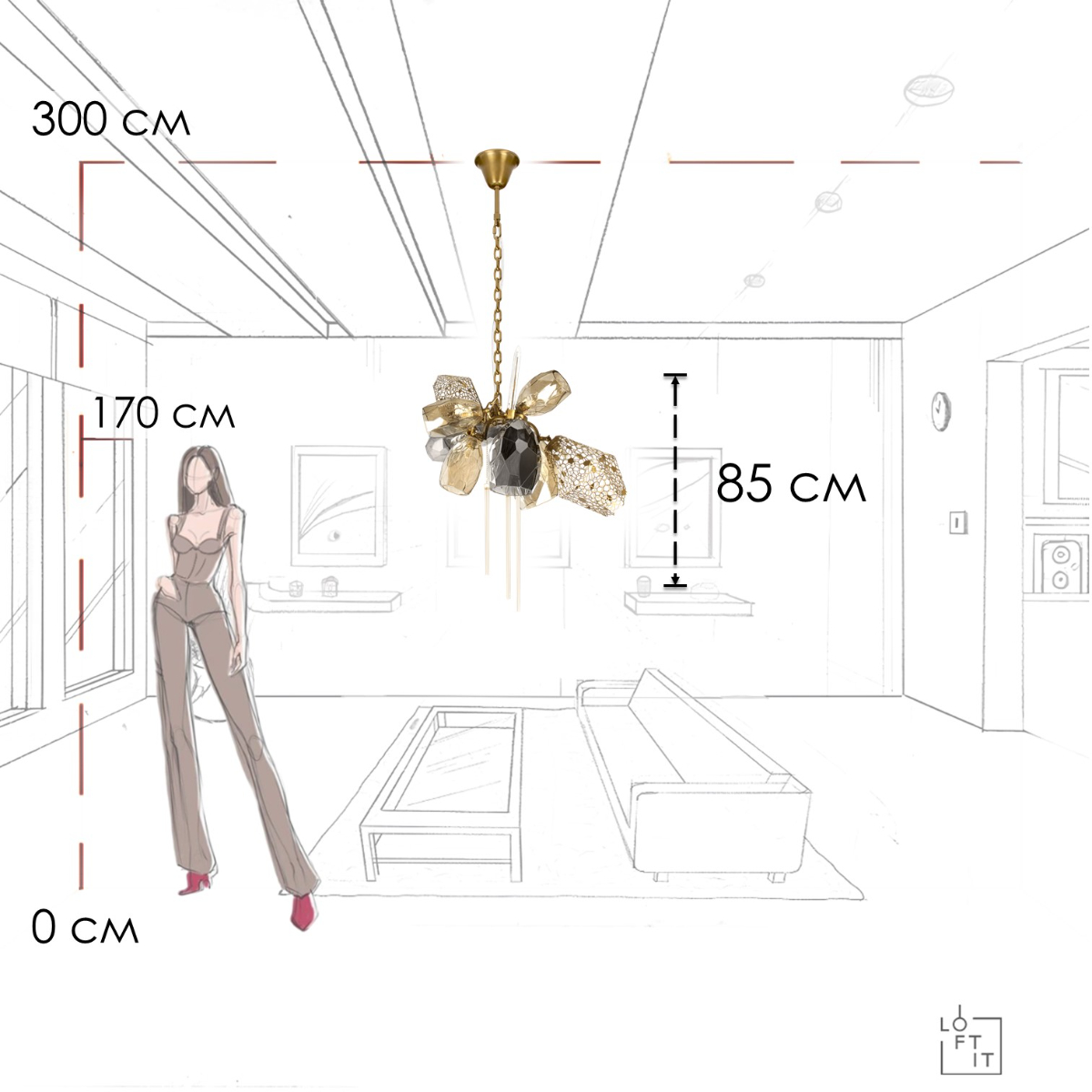 подвесная люстра loft it britannica 10401/600s