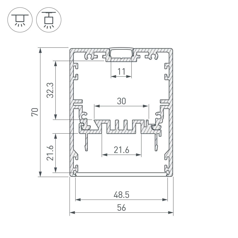 рефлектор для профиля arlight klus-power-w50-2000 030319