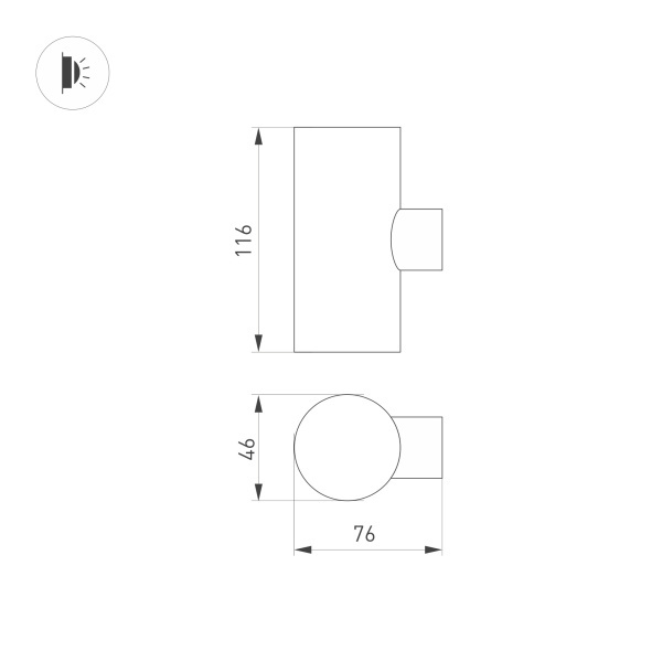 уличный настенный светильник arlight lgd-ray-wall-twin-r46-2x3w warm3000 033306