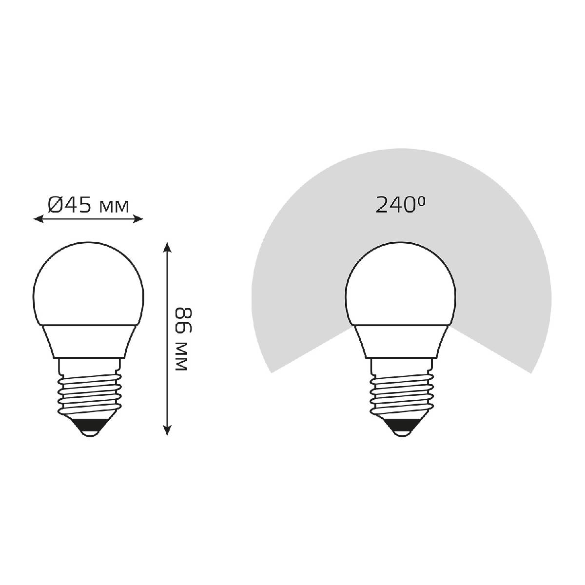 лампа светодиодная gauss e27 12w 4100k шар матовый 53222