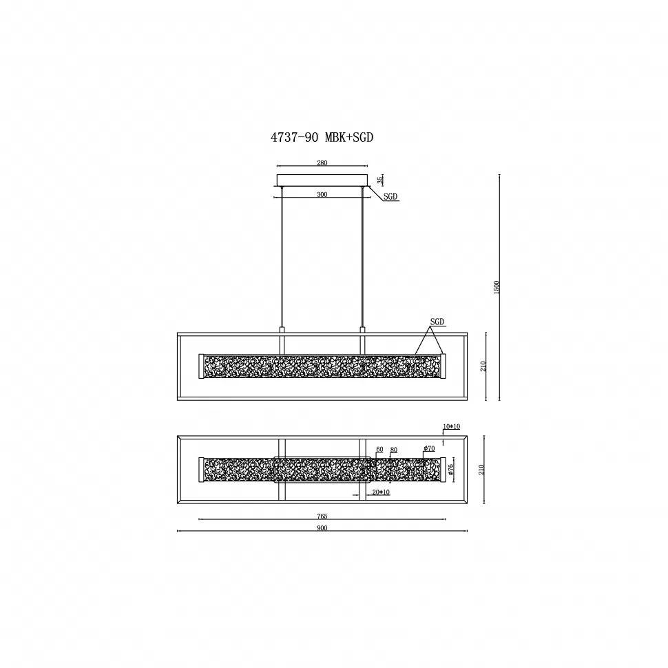 подвесной светодиодный светильник iledex look 4737-90 mbk+sgd