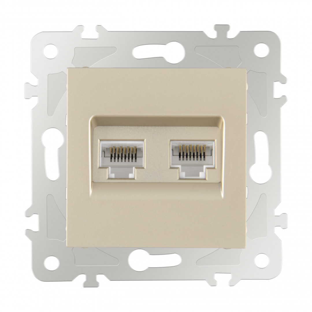 розетка двойная rj45 arte milano 203.45-2.shampan