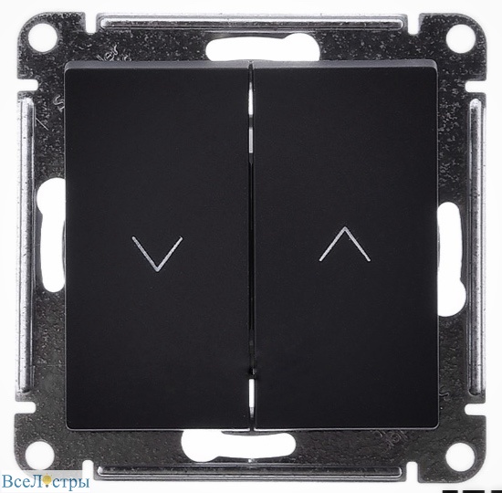 выключатель 2-клавишный жалюзи, 10а, systeme electric atlasdesign базальт atn001419