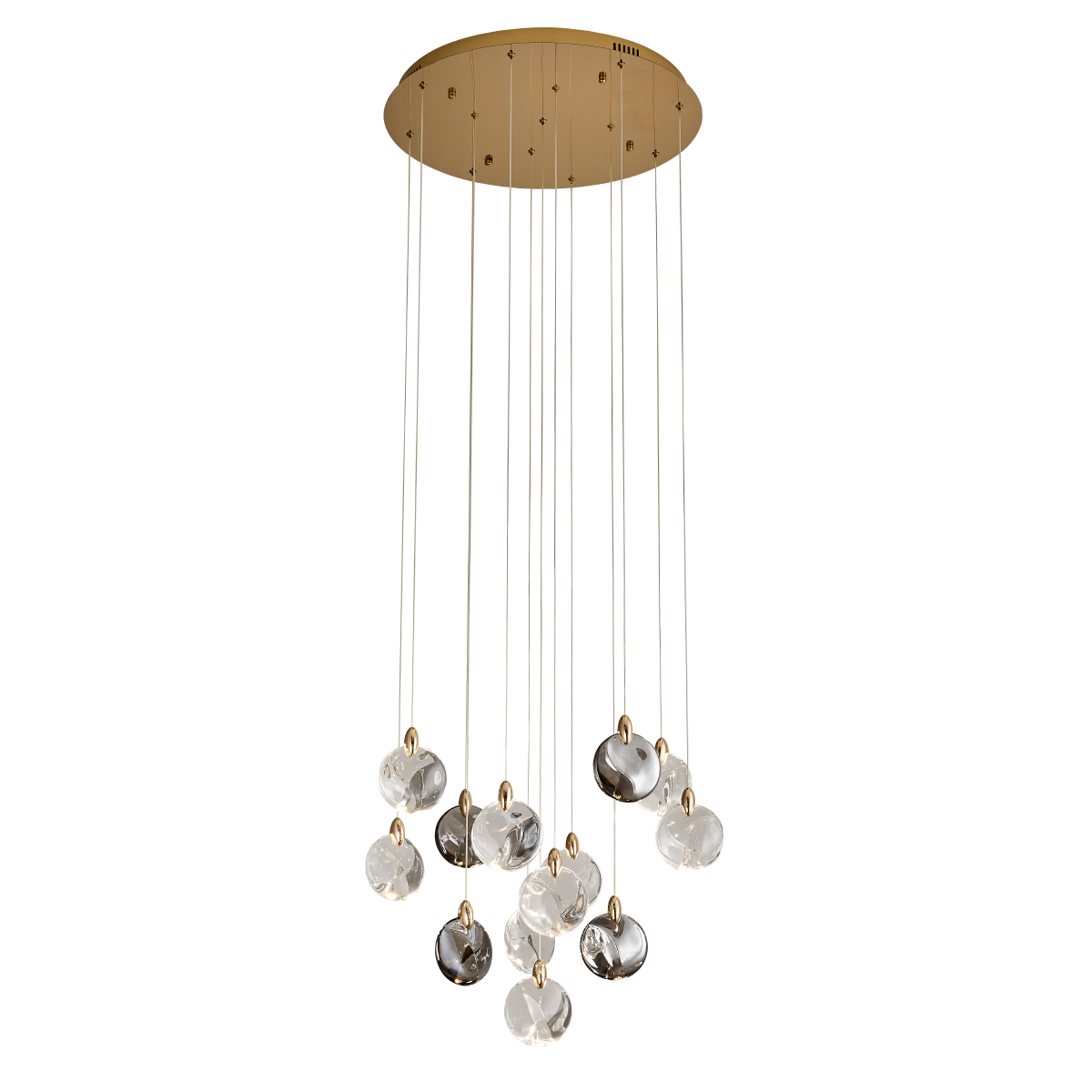 каскадная люстра delight collection od2440-13 gold/clear+amber+grey