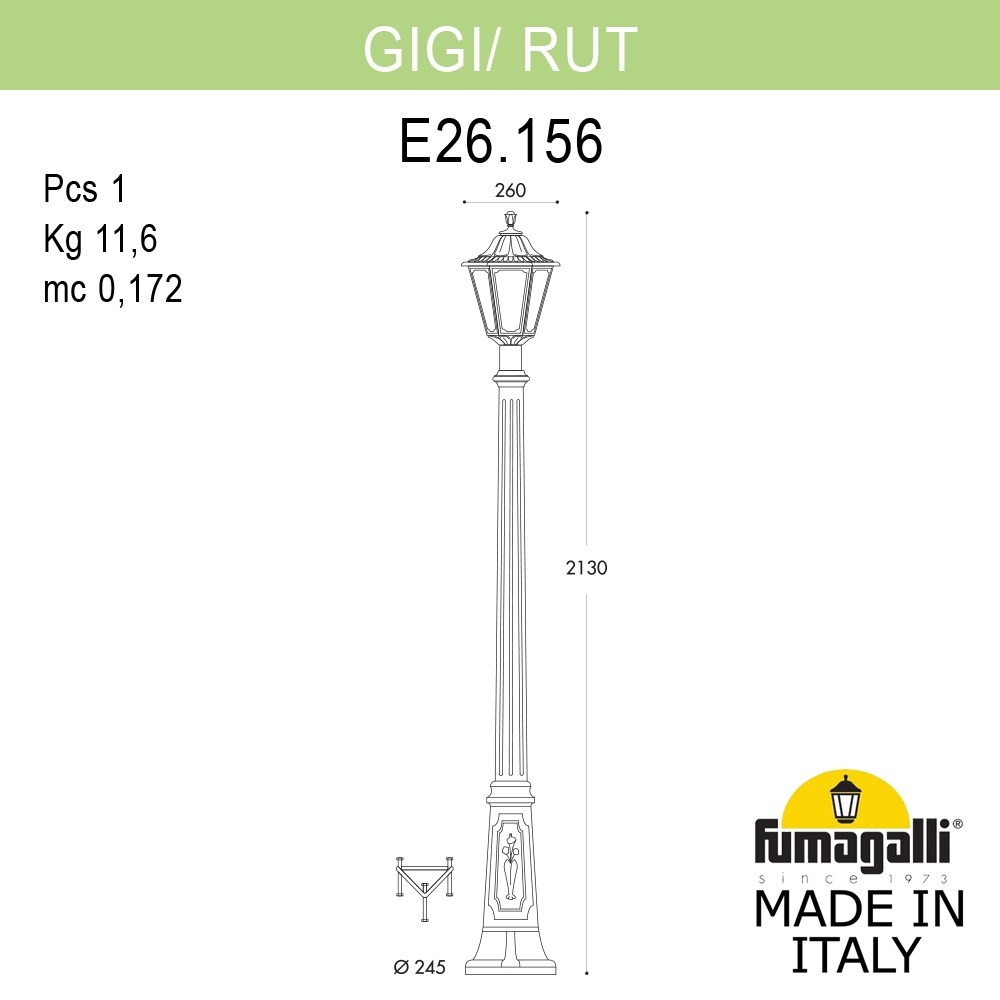 садово-парковый светильник fumagalli gigi/rut e26.156.000.aye27