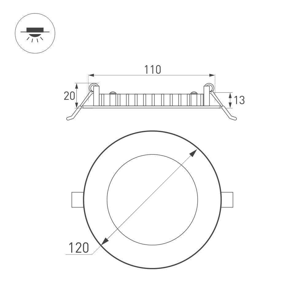 встраиваемый светодиодный светильник arlight dl-120m-9w day white 020106