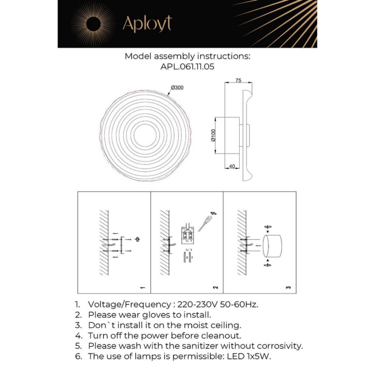 настенный светильник aployt anecia apl.061.11.05