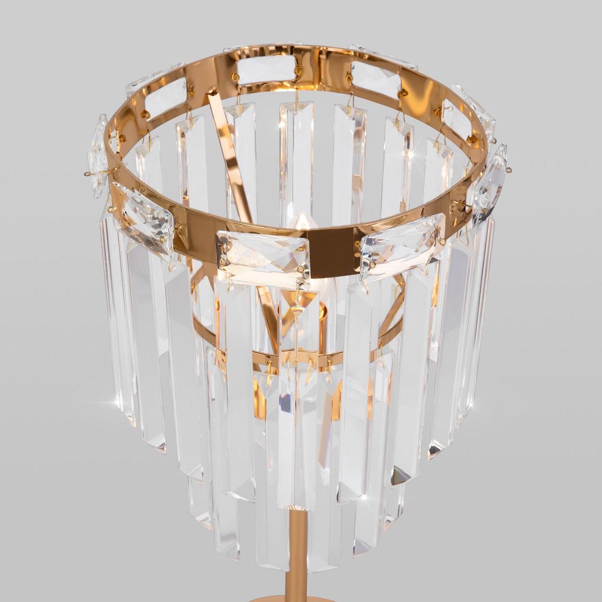 настольная лампа eurosvet elegante 01136/1 золото/прозрачный хрусталь strotskis