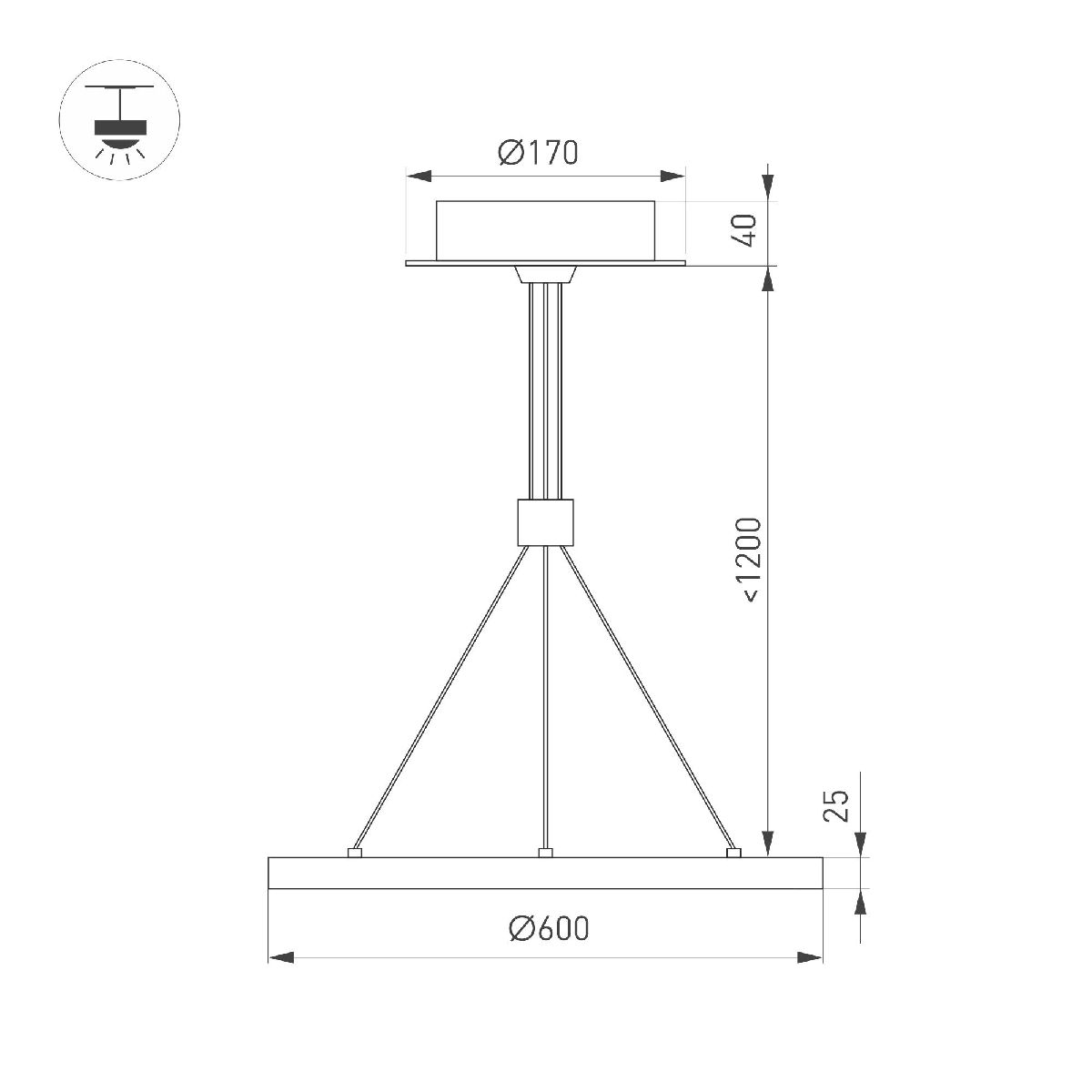подвесной светильник arlight sp-congo-can-1-r600-36w warm3000 (wh, 120 deg, 230v) 046231