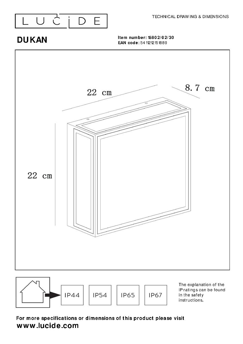 уличный потолочный светильник lucide dukan 15802/02/30
