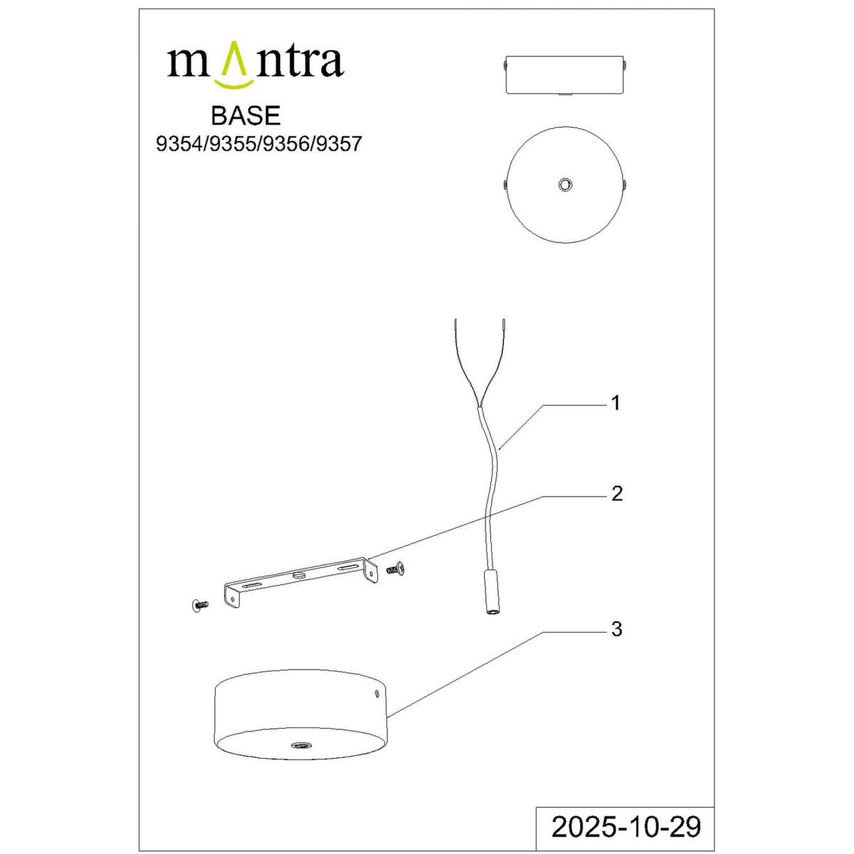 основание потолочное 1l mantra modular light florones 9356
